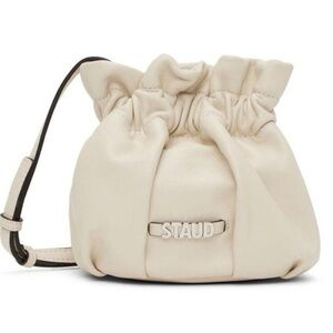 Staud Mini Grace Bucket Bag Cream Leather Crossbody NWT Adjustable Strap